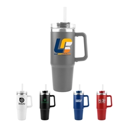 30 Oz. Double Wall Steel Travel Mug with Straw