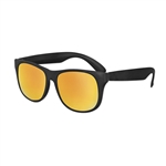 S53239 - Classic Black Sunglasses w/Orange Mirror Lens