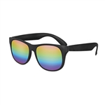 S53240 - Classic Black Sunglasses w/Rianbow Mirror Lens