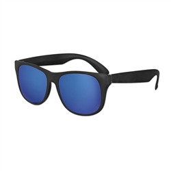 S53241 - Classic Black Sunglasses w/Purple Mirror Lens