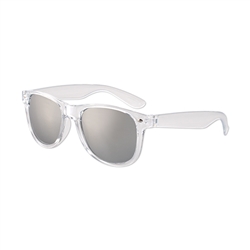 S53244 - Clear Iconic Sunglasses w/Silver Mirror Lens