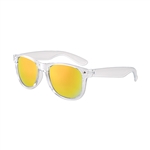 S53246 - Clear Iconic Sunglasses w/Orange Mirror Lens