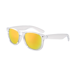 S53246 - Clear Iconic Sunglasses w/Orange Mirror Lens