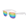 S53247 - Clear Iconic Sunglasses w/Rainbow Mirror Lens